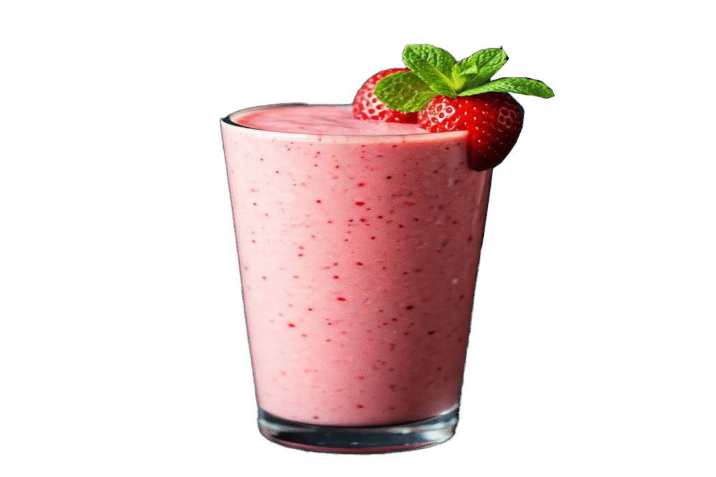 a glass of Strawberry smoothie